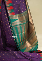 Royal Purple - Thendral - kanchi semi silk with meenakari temple Border