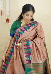Blush Peach - Thendral - kanchi semi silk with meenakari temple Border