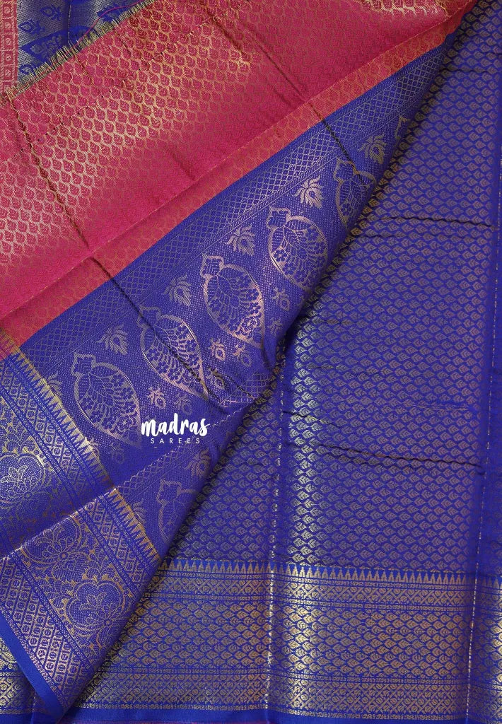 Queen's Pink - Thendral - Kanchi semi silk full weaving body contrast pallu and blouse