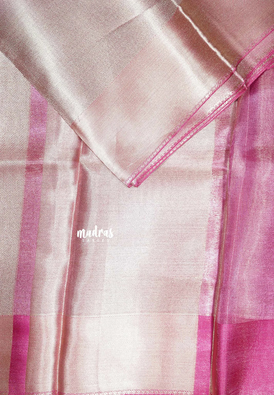 Antique Pink Charm - Thendral - Kanchi tissue silk Saree with silver