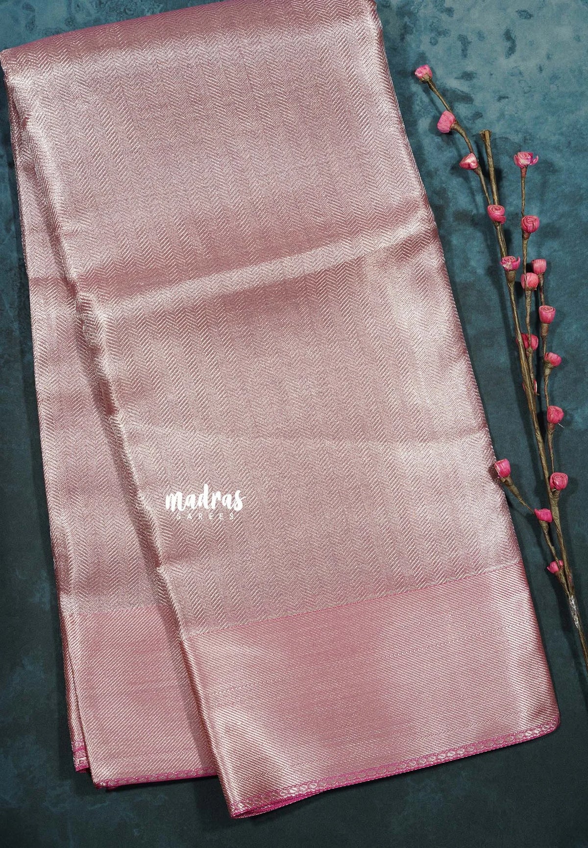 Antique Pink Charm - Thendral - Kanchi tissue silk Saree with silver