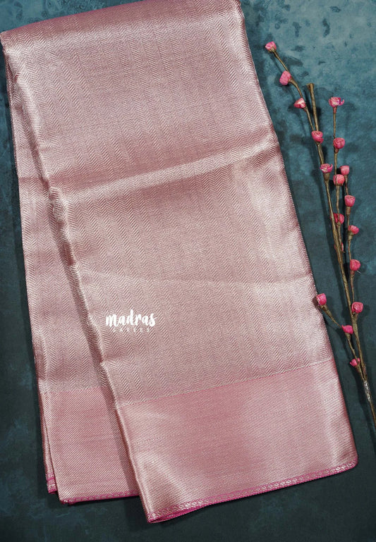 Antique Pink Charm - Thendral - Kanchi tissue silk Saree with silver