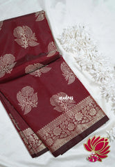 Araku Maroon - Thendral - Kanchi Semi Silk Flower Border with Buttas - Best for Pooja Functions | Diwali Festive