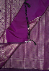 Magenta Purple - Thendral - Kanchi Semi Silk Flower Border with Buttas - Best for Pooja Functions | Diwali Festive