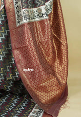 Charcoal Grey - Thendral - kanchi semi silk with patola weaving