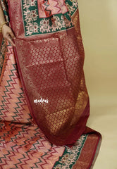 Peach - Thendral - kanchi semi silk with patola weaving