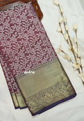 Wine brown - Thendral - Kanchi semi silk with thread weaving body with zari border - Perfect for Wedding Functions
