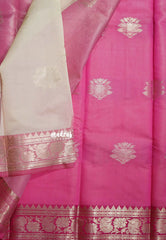 Ivory Beige - Thendral - Kanchi Semi Soft Silk Contrast Pallu and Blouse Design 1 - Best for Small Functions