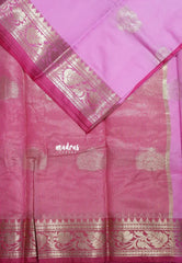 Rose Pink - Thendral - Kanchi Semi Soft Silk Contrast Pallu and Blouse Design 2 - Best for Small Functions