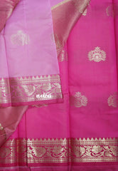 Rose Pink - Thendral - Kanchi Semi Soft Silk Contrast Pallu and Blouse Design 2 - Best for Small Functions