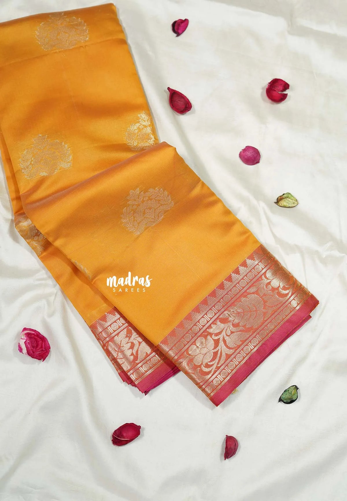 Mustard Gold - Thendral - Kanchi Semi Soft Silk Contrast Pallu and Blouse - Best for Small Functions