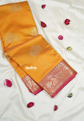 Mustard Gold - Thendral - Kanchi Semi Soft Silk Contrast Pallu and Blouse - Best for Small Functions