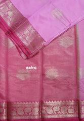 Rose Pink - Thendral - Kanchi Semi Soft Silk Contrast Pallu and Blouse Design 1 - Best for Small Functions