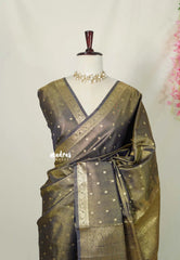 Golden Shade Midnight Blue - Thendral - Kanchi tissue silk Saree with Rich Pallu and Blouse - Perfect for Wedding Functions