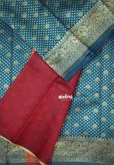 Deep Teal with Mayil - Thendral - Kanchi Art Silk Saree with Mayil Border and Buttas - Perfect for Wedding Functions