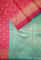 Reddish Pink with Mayil - Thendral - Kanchi Art Silk Saree with Mayil Border and Buttas - Perfect for Wedding Functions