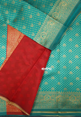 Teal with Mayil - Thendral - Kanchi Art Silk Saree with Mayil Border and Buttas - Perfect for Wedding Functions