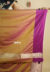 Dual Shade Mustard Yellow - Thendral - Kanchi soft silk with Floral border