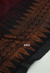 Thoolika - Organic linen hand woven Jamdani ikkat weaving - Dark Red
