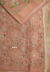 ANJALI - Tissue linen pastel colors with Cherry blossom prints - Peach pink