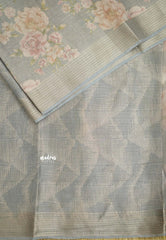 ANJALI - Tissue linen pastel colors with English Rose prints - Grey