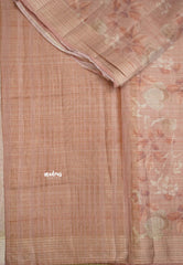 ANJALI - Tissue linen pastel colors with Leaf prints - Peach pink