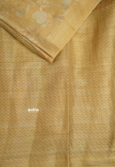 ANJALI - Tissue linen pastel colors with Leaf prints - Golden yellow