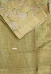 ANJALI - Tissue linen pastel colors with Lilly prints - Mild Golden Yellow