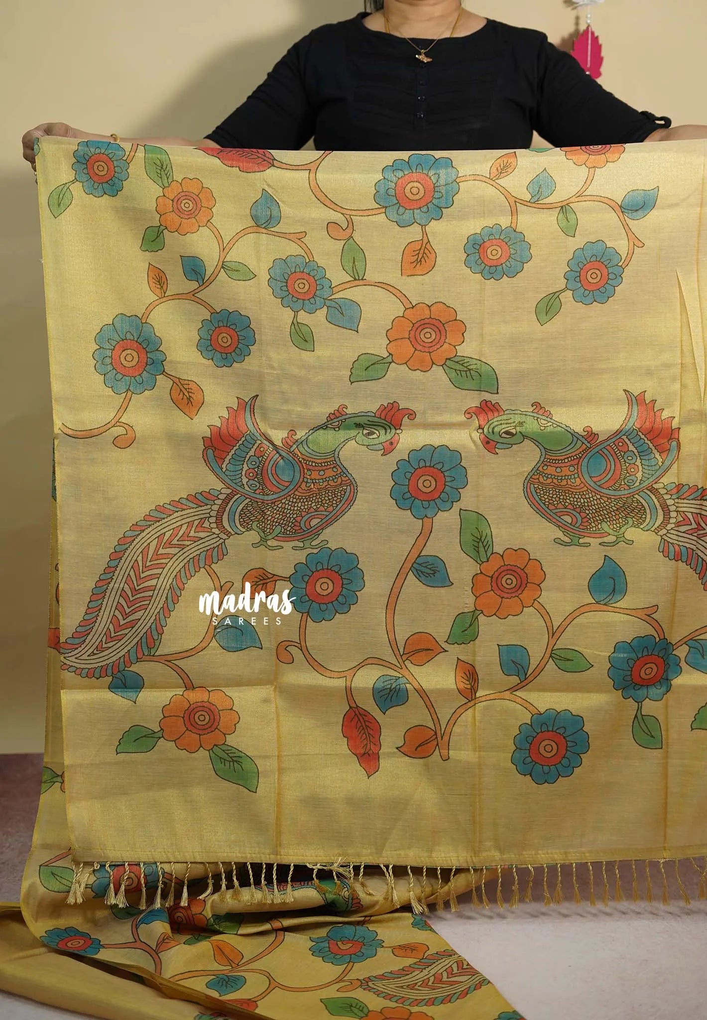 Dual Shade Gold - ANJALI - Tissue linen with kalamkari Digital prints