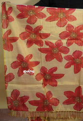 Beige with Gold - ANJALI - Tissue linen with floral Digital prints