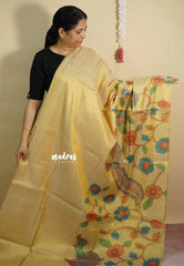 Dual Shade Gold - ANJALI - Tissue linen with kalamkari Digital prints