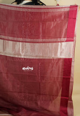 Maroon and Silver  - Soft Organza Tissue Silk Contrast Pallu and Blouse