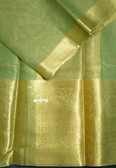 Classic Green with Gold - Tissue silk saree Silver Zari Boder - Best for Special Celebrations