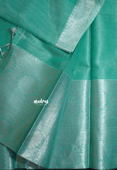 Aqua Green with Silver - Tissue silk saree Silver Zari Boder - Best for Special Celebrations