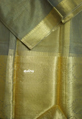 Grey with Gold - Tissue silk saree Silver Zari Boder - Best for Special Celebrations
