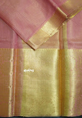 Rosewood Pink with Gold - Tissue silk saree Silver Zari Boder - Best for Special Celebrations
