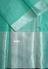Aqua Green with Silver - Tissue silk saree Silver Zari Boder - Best for Special Celebrations
