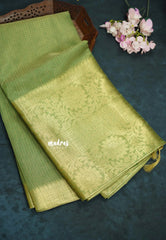 Classic Green with Gold - Tissue silk saree Silver Zari Boder - Best for Special Celebrations