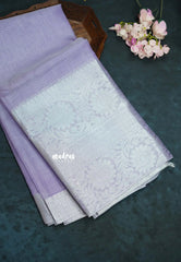 Lavender with Silver - Tissue silk saree Silver Zari Boder - Best for Special Celebrations