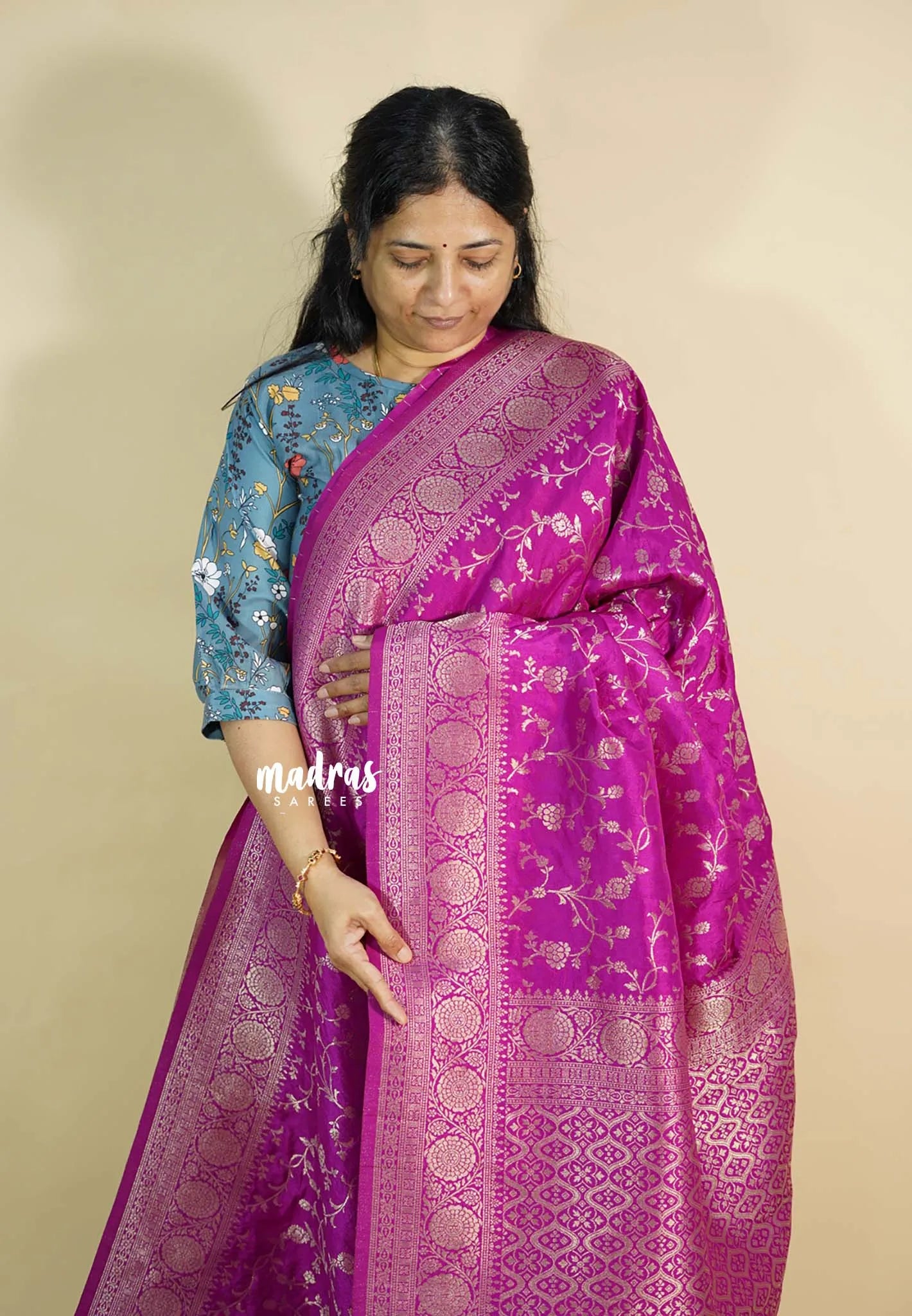 Magenta - Traditional Banarasi Khaddi Georgette silk