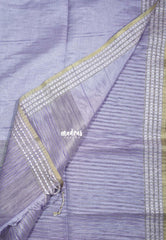 Creamy Lilac - Jute Tussar Silk Saree Jute Grooves with Simple Border - Best for Small Functions