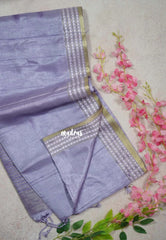 Creamy Lilac - Jute Tussar Silk Saree Jute Grooves with Simple Border - Best for Small Functions