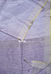 Creamy Lilac - Jute Tussar Silk Saree Jute Grooves with Simple Border - Best for Small Functions