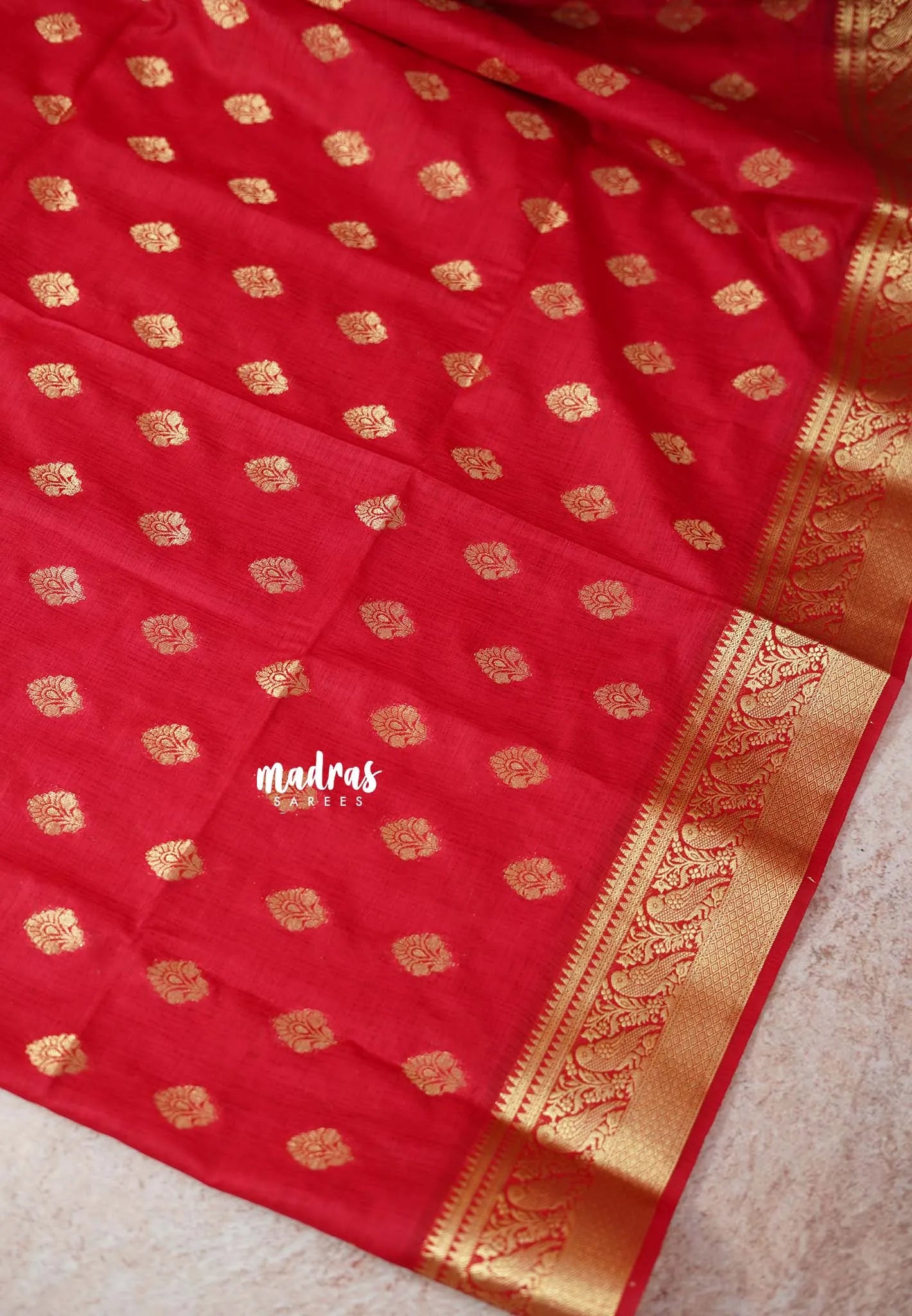 Reddish Pink - Vadhanam - Premium Jute Tussar silk with buttas and gold zari border
