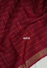 Pinkish Maroon - Vadhanam - 120 count Jute Tussar Silk Saree with Tissue Border - Best for Office Wear | Casual Wear