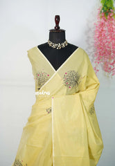 Butter Yellow Valentine Special - Family Tree Sowmiya Organic Bamboo Cotton Saree Butter Yellow Valentine Special - Family Tree Sowmiya Organic Bamboo Cotton Saree