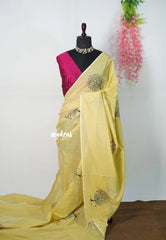 Butter Yellow Valentine Special - Family Tree Sowmiya Organic Bamboo Cotton Saree Butter Yellow Valentine Special - Family Tree Sowmiya Organic Bamboo Cotton Saree