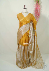 Vani Bhojan - Half and half Tissue khadi - Sandal and Gold