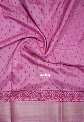 Lilac Pink - Premium Vasundra Printed Silk Zari Border with Tree Prints - Best for Casual Wear