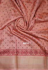 Peach Glow - Premium Vasundra Printed Silk Zari Border with Tree Prints - Best for Casual Wear